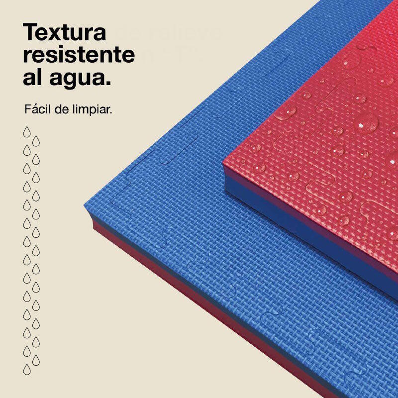 Tatame Quebra-Cabeça 1x1 m 4 cm, Modelo “T” Azul/Vermelho, EVA Reversível 5/7