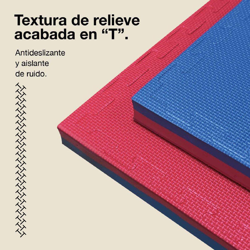 Tatame Quebra-Cabeça 1x1 m 4 cm, Modelo “T” Azul/Vermelho, EVA Reversível 4/7