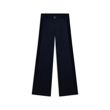 Pantalon à jambe large en viscose avec détails en chenille