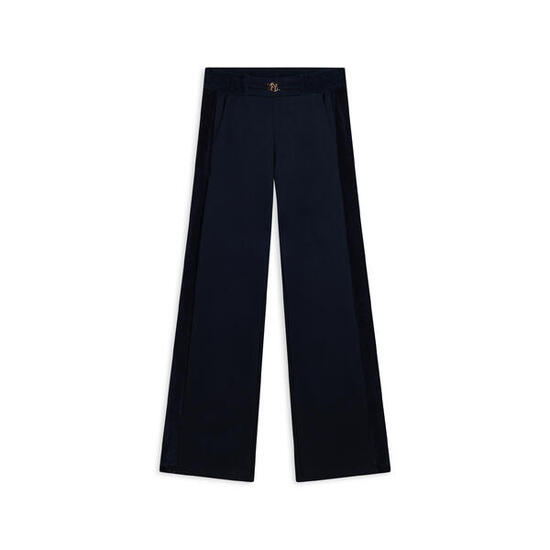 Pantalon à jambe large en viscose avec détails en chenille