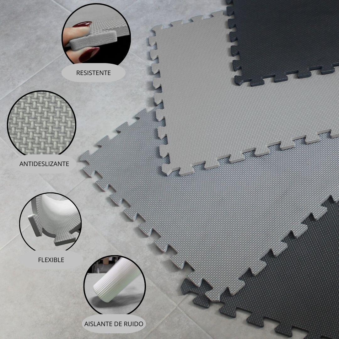 Pack de 4 Tapetes Protetores 60 x 60 x 1 cm, Cinza  Descrição: 4/7