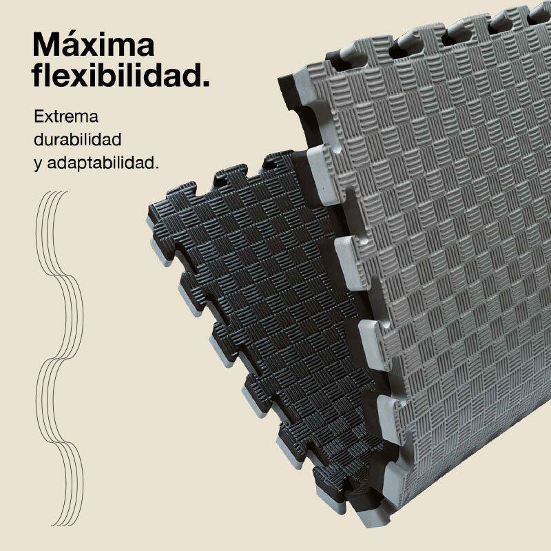Tatami Puzzle 1 × 1 m 4 cm, Modelo 5 Linhas Cinza/Preto, EVA Reversível 6/7