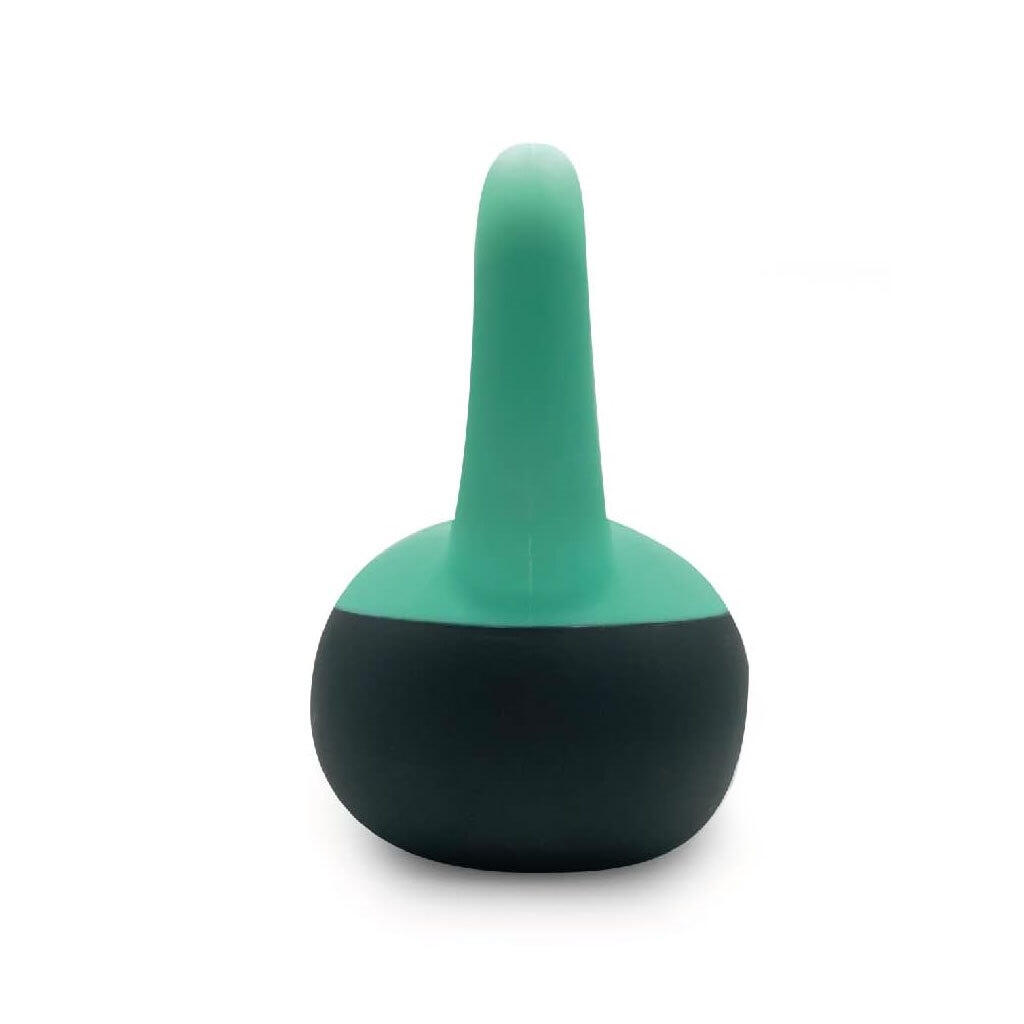 Kettlebell 4 kg Revestida em PVC – Preto/Verde 3/4