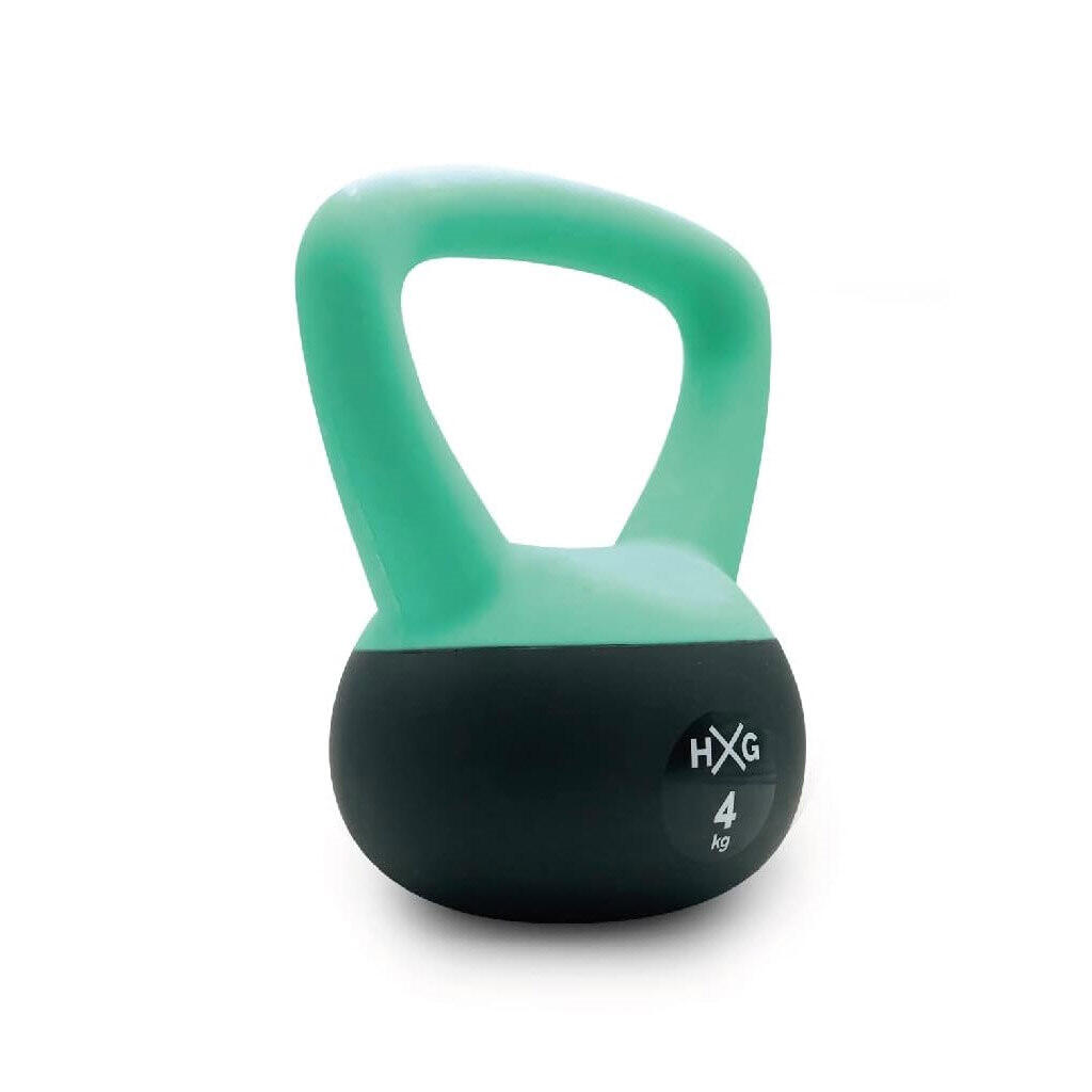 Kettlebell 4 kg Revestida em PVC – Preto/Verde 2/4