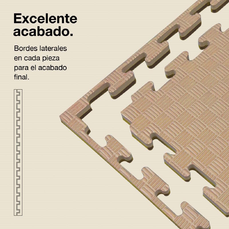 Tatami Puzzle 1x1m 2 cm, Modelo 5 Linhas Marrom/Bege, EVA Reversível 3/7