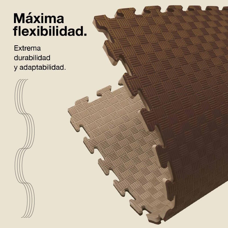 Tatami Puzzle 1x1m 2 cm, Modelo 5 Linhas Marrom/Bege, EVA Reversível 6/7