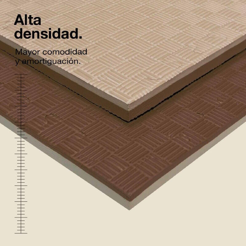 Tatami Puzzle 1x1m 2 cm, Modelo 5 Linhas Marrom/Bege, EVA Reversível 2/7