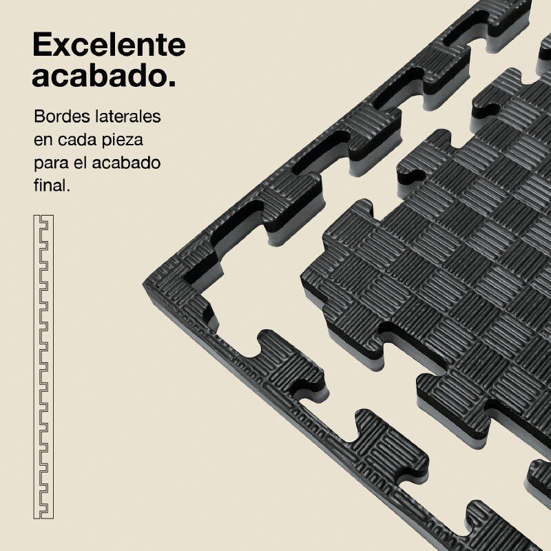 Tatami puzzle 1x1m 2,5 cm, Modelo 5 linhas Cinza/Preto, EVA Reversível 3/7