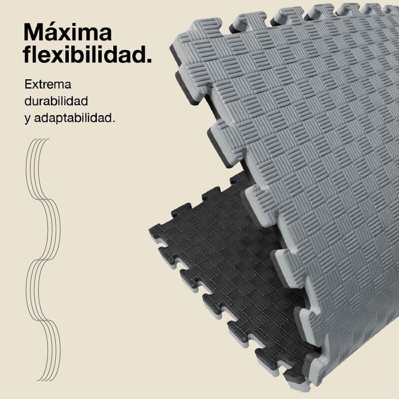 Tatami puzzle 1x1m 2 cm, Modelo 5 linhas Preto/Cinza, EVA Reversível 6/7