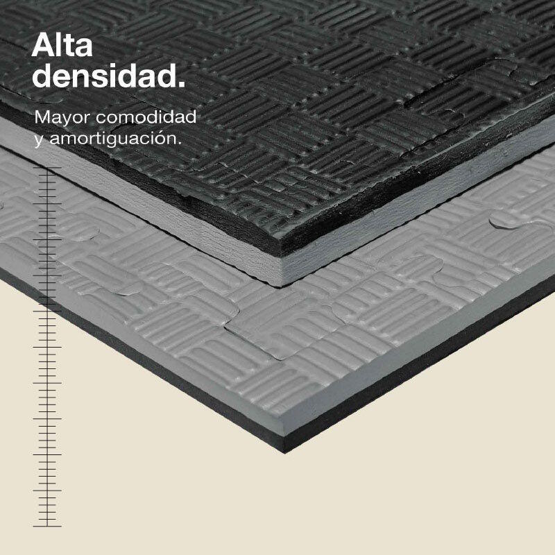 Tatami puzzle 1x1m 2,5 cm, Modelo 5 linhas Cinza/Preto, EVA Reversível 2/7