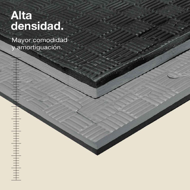 Tatami puzzle 1x1m 2 cm, Modelo 5 linhas Preto/Cinza, EVA Reversível 2/7