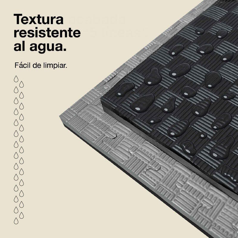 Tatami puzzle 1x1m 2,5 cm, Modelo 5 linhas Cinza/Preto, EVA Reversível 5/7