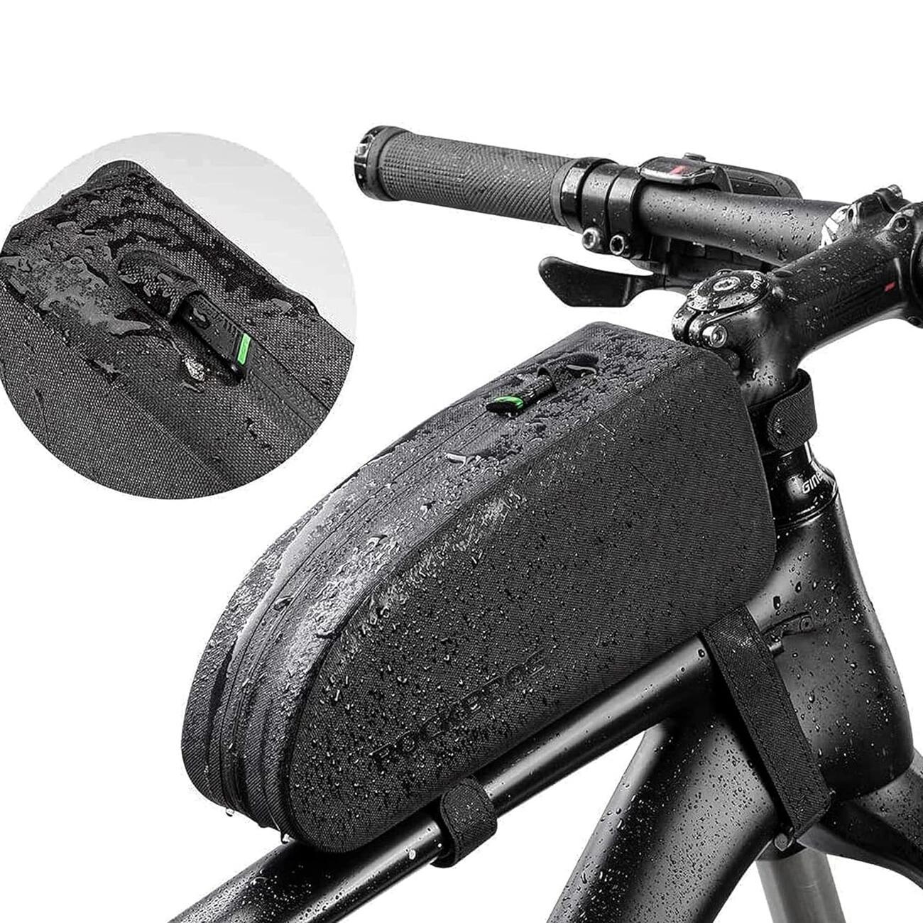 Borsa da telaio impermeabile per bicicletta 1,5L, nera 6/7