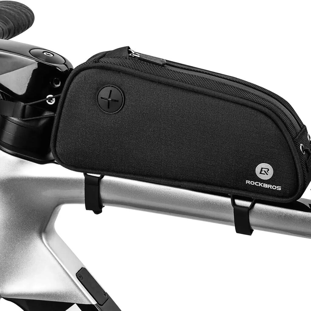 Bike Frame Bag 1.3L, Black with Reflective Logo