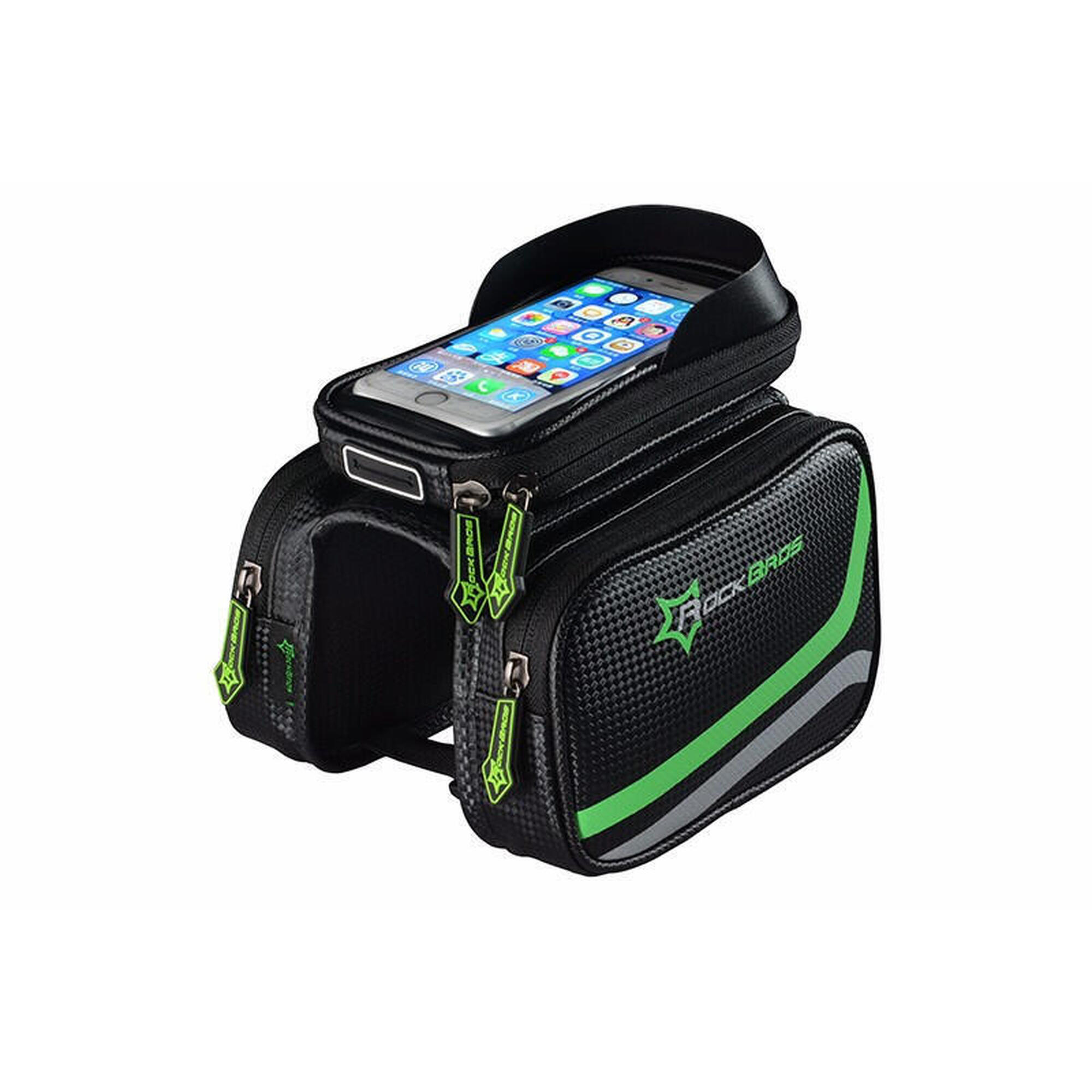 Rockbros - Sacoche De Cadre De Vélo Pour Smartpohne 5,8 Pouces - Sacoche De Cadre - Noir|vert - Decathlon