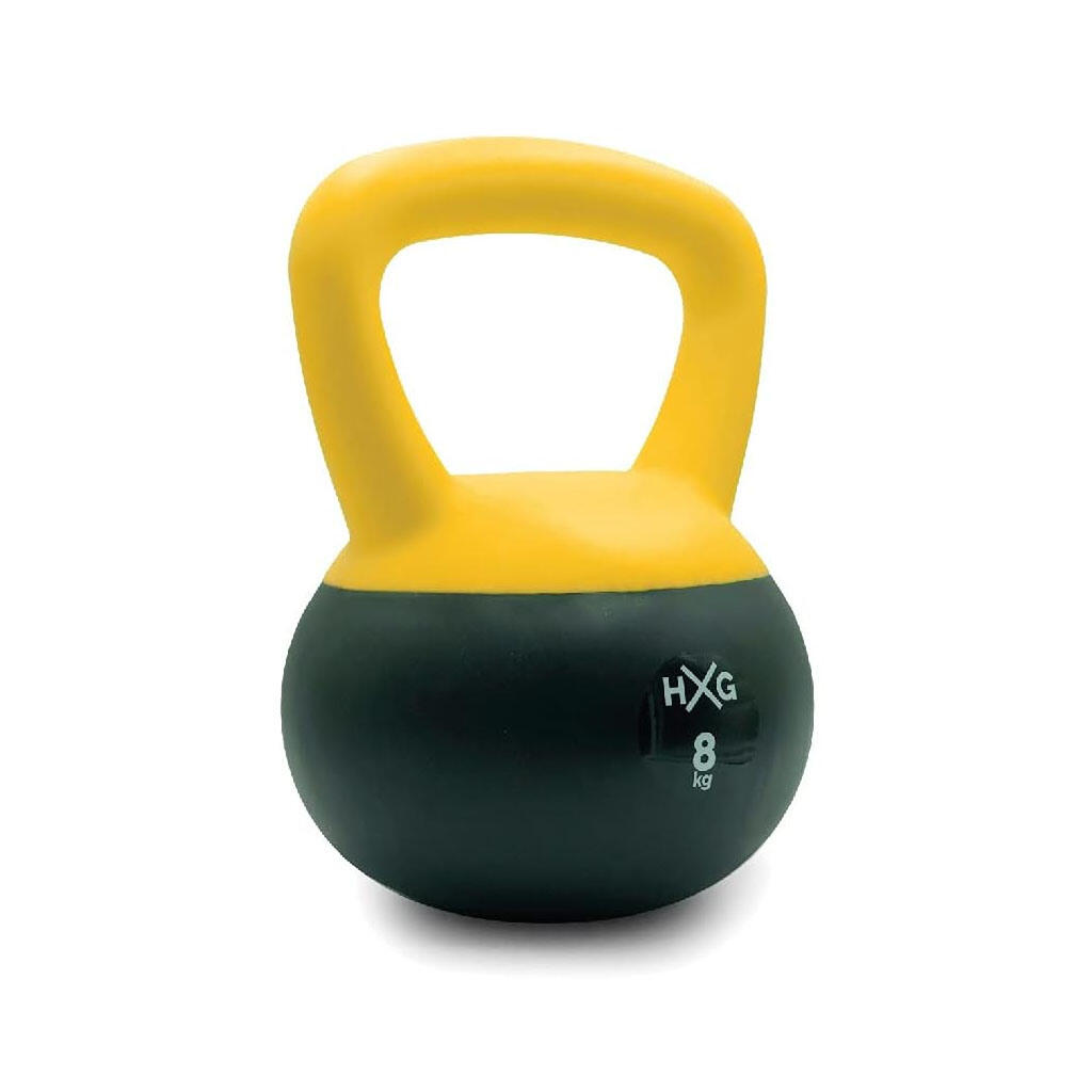 Kettlebell 8 kg Revestida em PVC – Preto/Amarelo 2/4