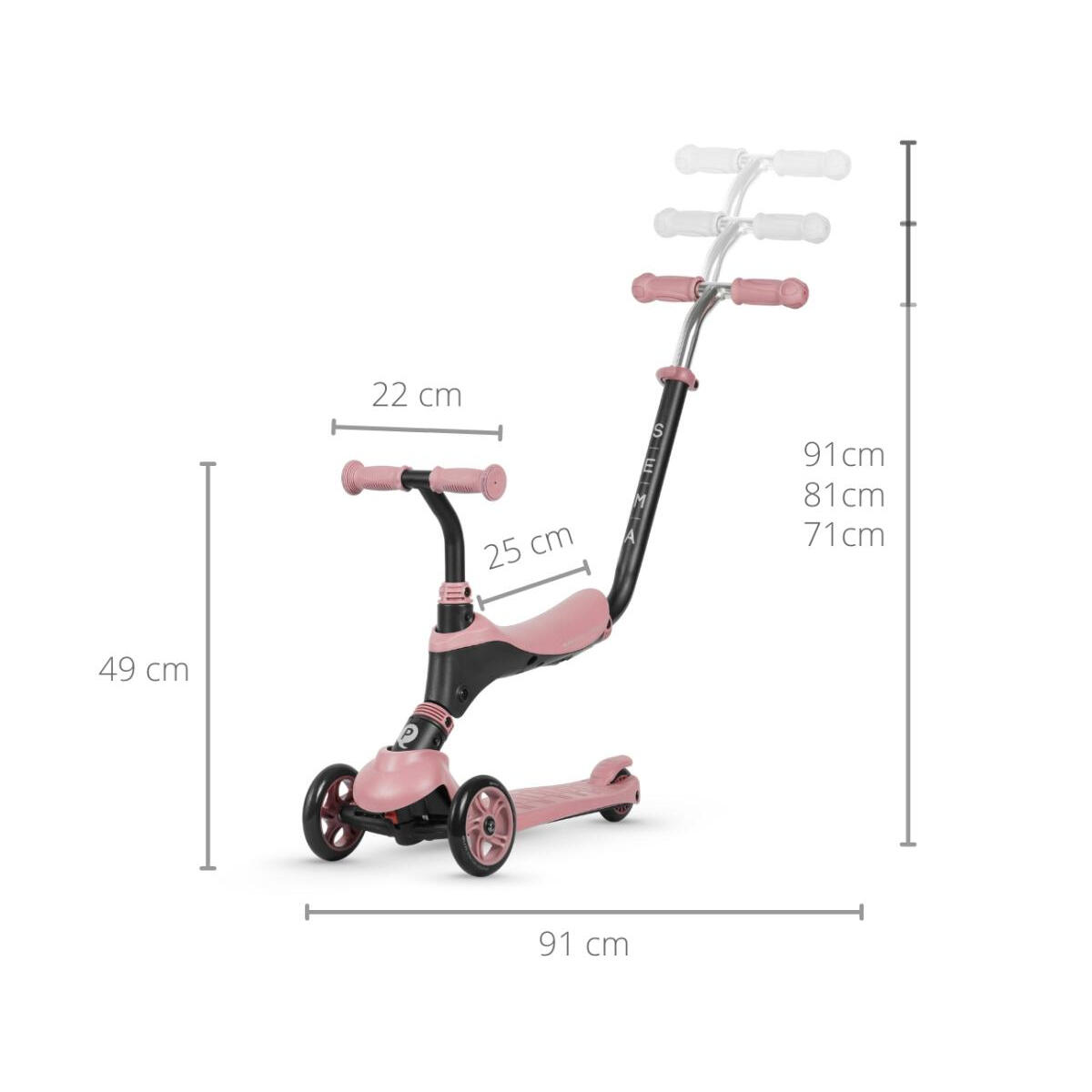 Trottinette Qplay Sema 3-en-1 Rose 2/3