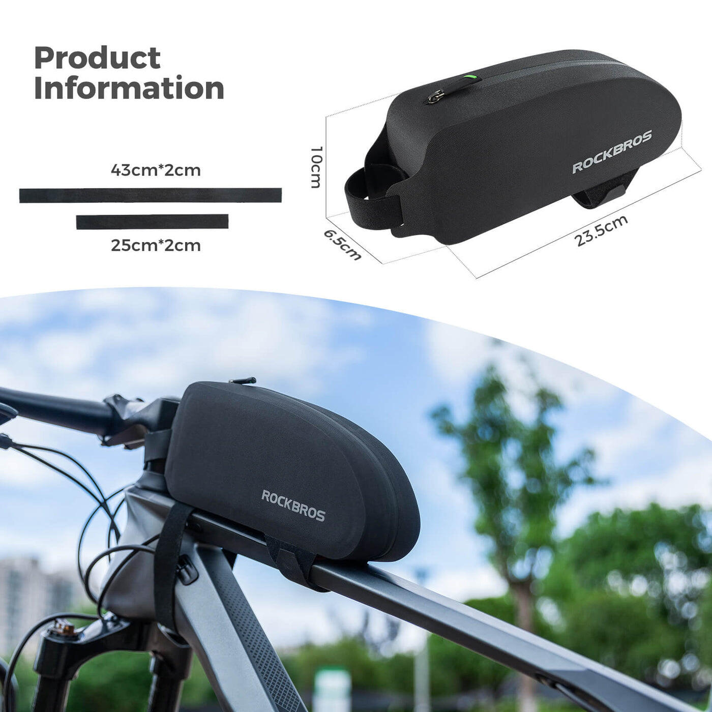Sacoche de cadre de vélo 100 % étanche avec fermeture éclair 7/7