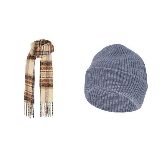 Sjaal en muts dames Sand/Denim