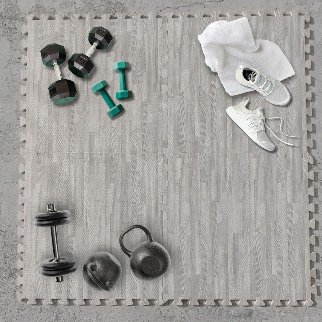 Pack Esteira Protetora 4 unid. para Chão 60 × 60 × 1 cm, Cinza Madeira 4/7