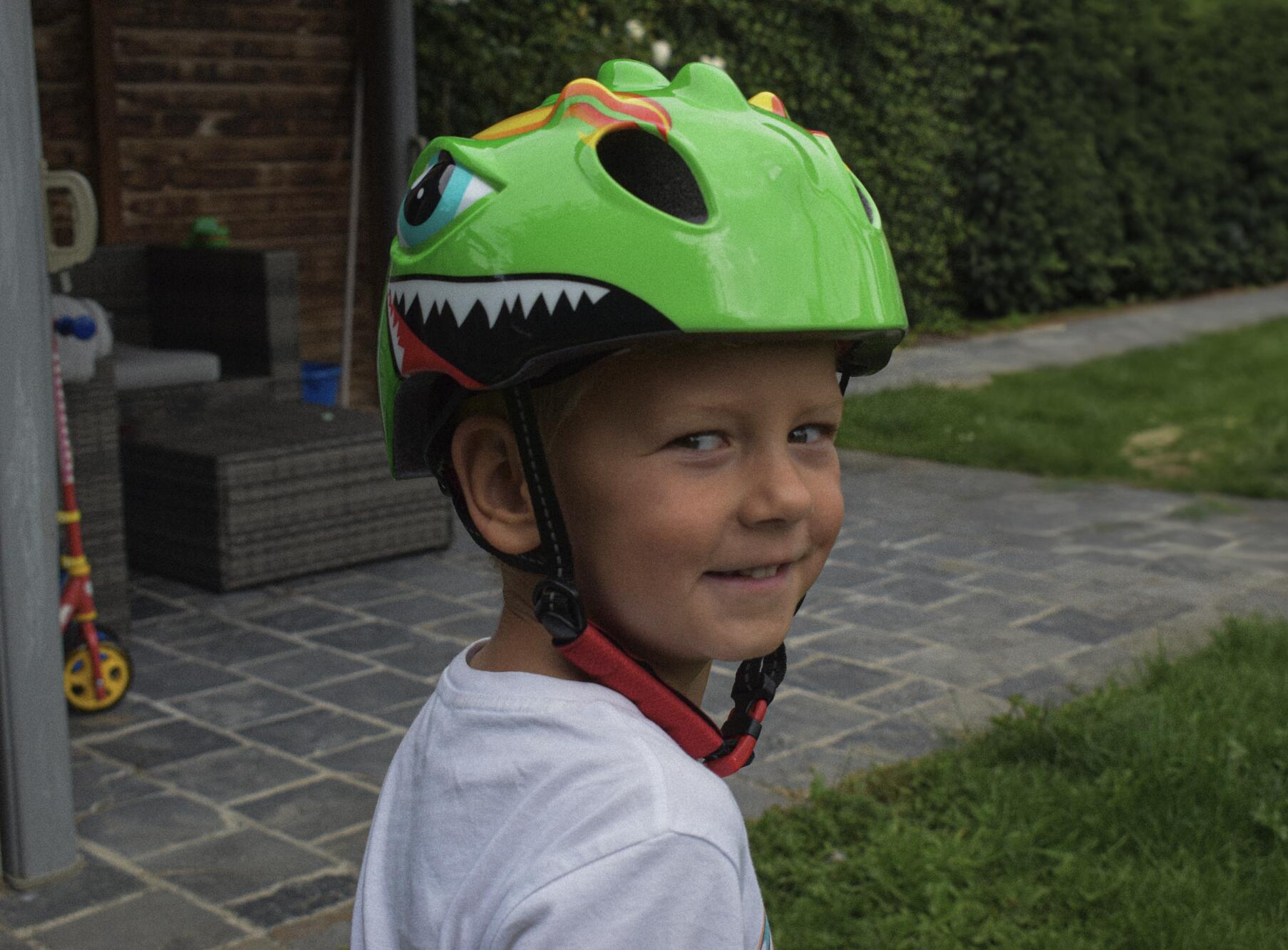 Fahrradhelm Kind Hellgrn Dino XS 46-51 cm | Decathlon