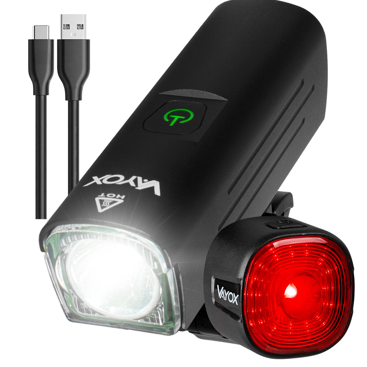 VAYOX Conjunto de luzes para bicicleta VAYOX VA0046 + VA0156 dianteira e traseira LED