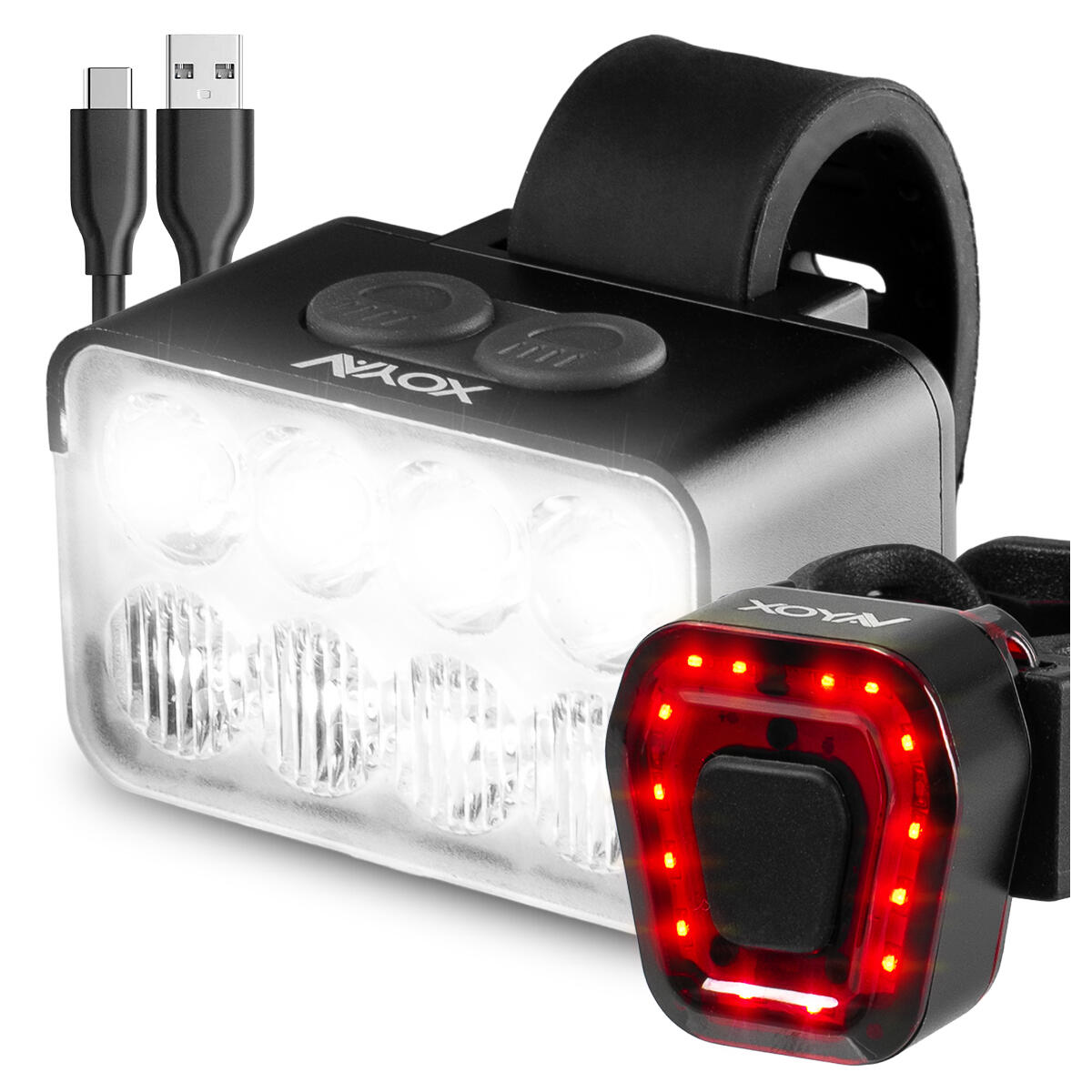 VAYOX Conjunto de luzes para bicicleta VAYOX VA0151 + VA0048 dianteira e traseira LED