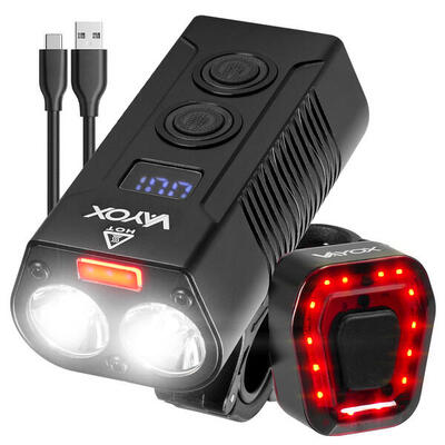 Vayox va0045 + va0048 powerbank fietsverlichtingsset voor en achter