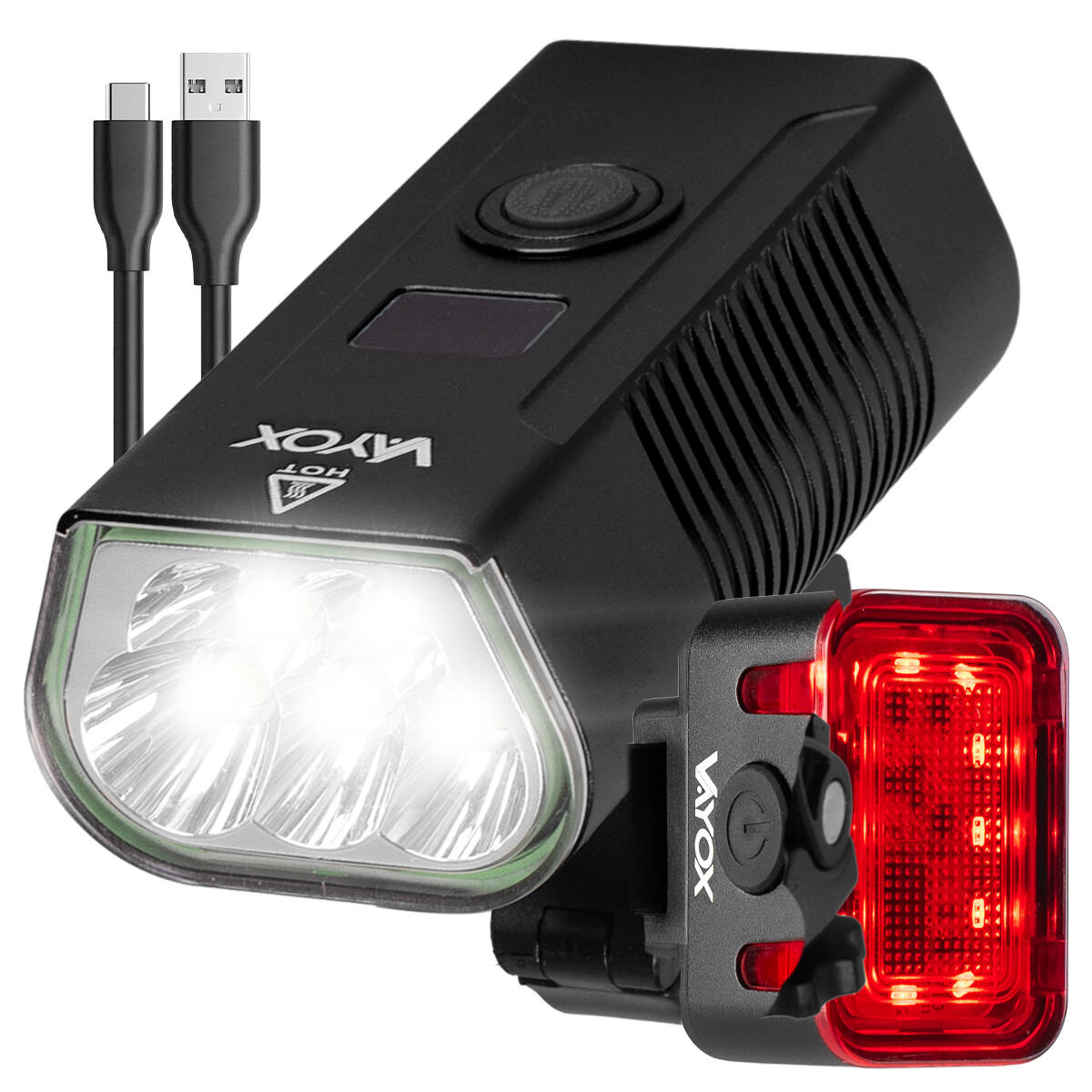 Set de lămpi pentru biciclete VAYOX VA0073 + VA0152 față și spate POWERBANK