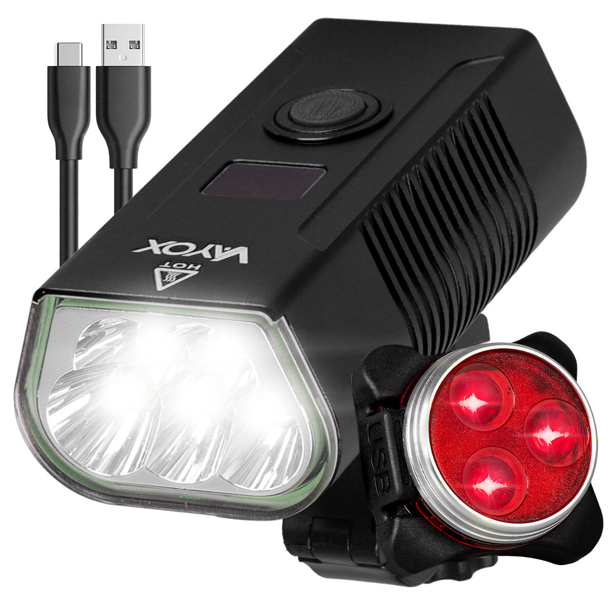 VAYOX Conjunto de luzes para bicicleta VAYOX VA0073 + VA0117 dianteira e traseira