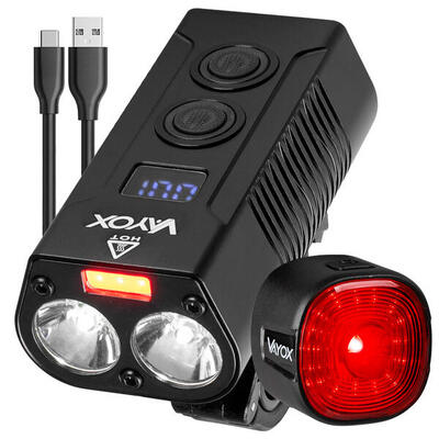Zestaw lampek rowerowych VAYOX VA0045 + VA0156 przednia i tylna POWERBANK