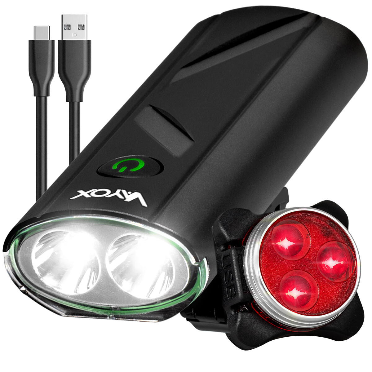 VAYOX Conjunto de luzes para bicicleta VAYOX VA0111 + VA0117 dianteira e traseira