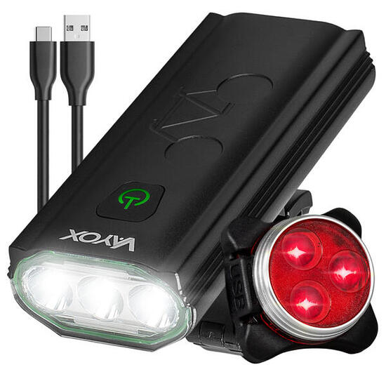 Set di luci per bici VAYOX VA0112 + VA0117 anteriore e posteriore POWERBANK