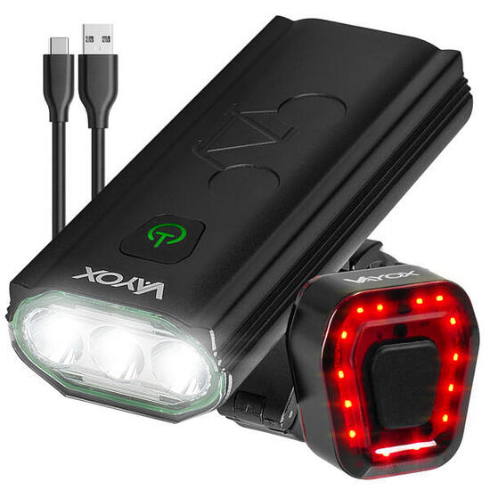Set di luci per bici VAYOX VA0112 + VA0048 anteriore e posteriore POWERBANK