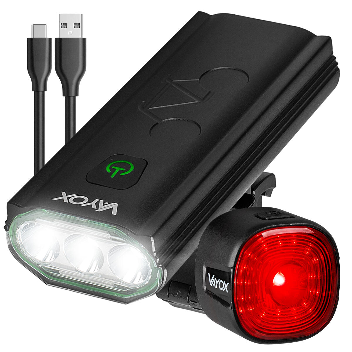 VAYOX Conjunto de luzes para bicicleta VAYOX VA0112 + VA0156 dianteira e traseira