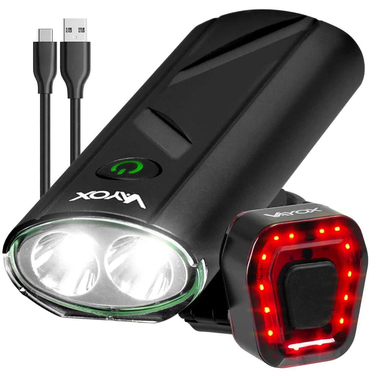 VAYOX Conjunto de luzes para bicicleta VAYOX VA0111 + VA0048 dianteira e traseira