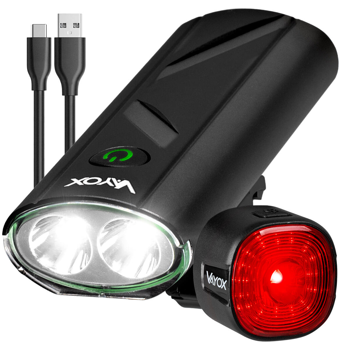 VAYOX Sada cyklistických světel VA0111 + VA0156 přední a zadní USB-C