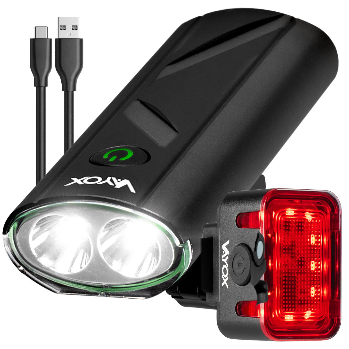 VAYOX Sada cyklistických světel VA0111 + VA0152 přední a zadní USB-C