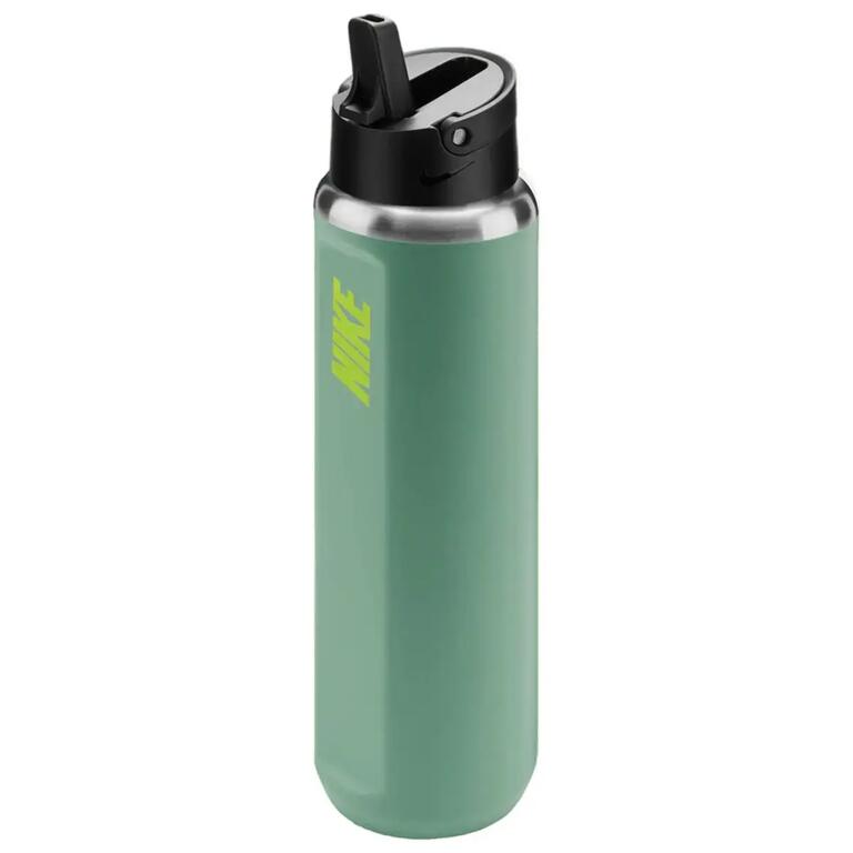 Green Nike Recharge water bottle with black straw lid