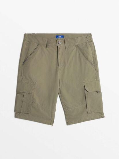 1973 VALENBER Bermuda homme ceinture semi-élastiquée avec passants Sauge