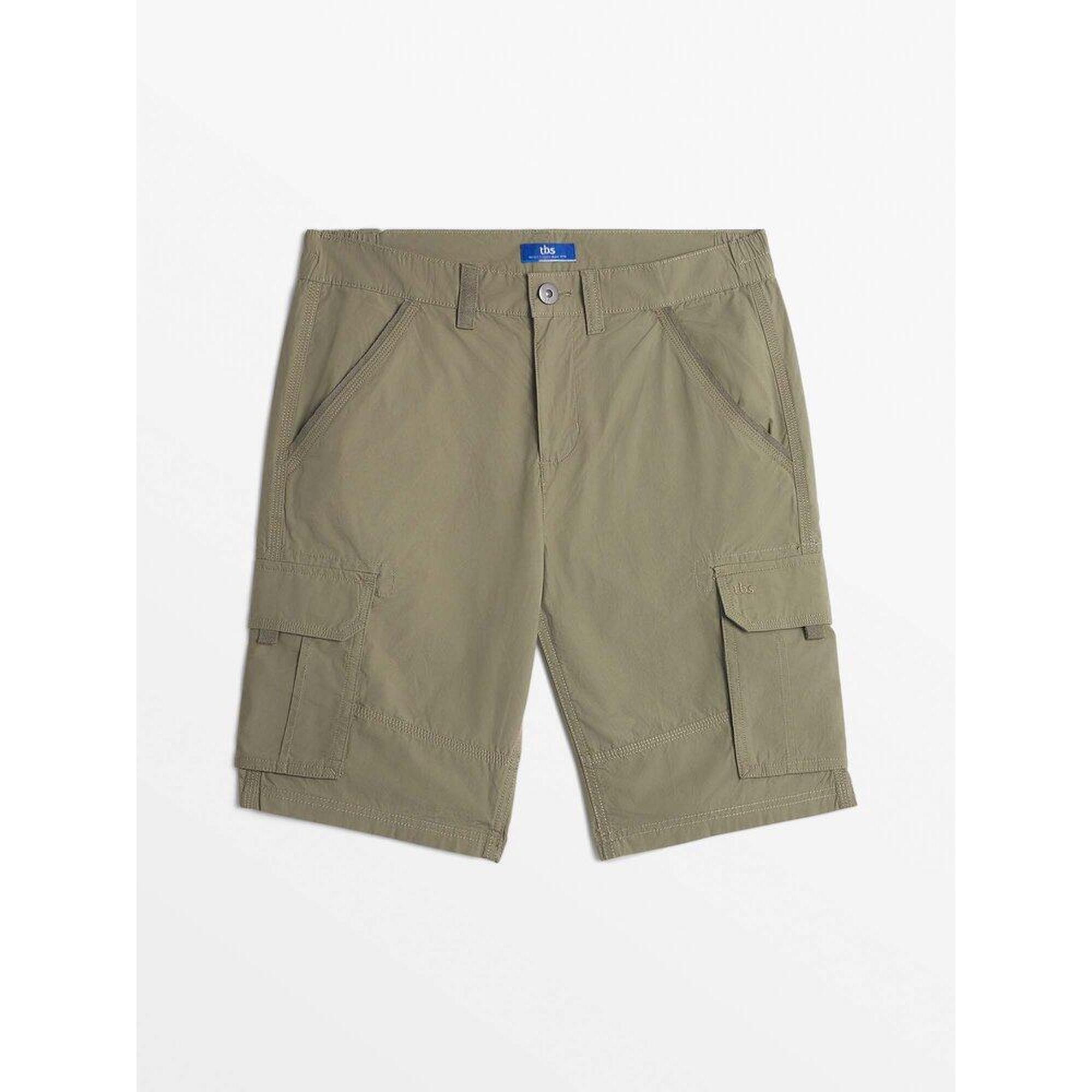 Tbs - Bermuda Homme Valenber Ceinture Semi-élastiquée Avec Passants 100% Coton Sauge - Short De Protection - Vert - Decathlon