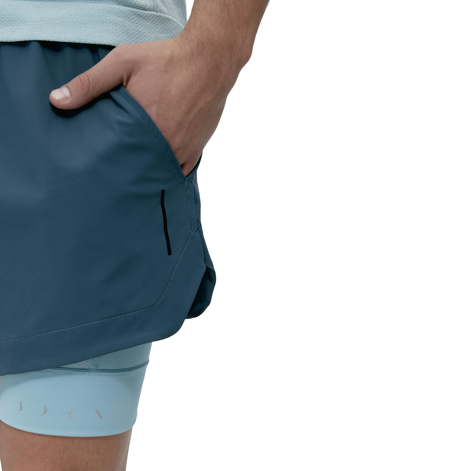 Pantalón corto deportivo de hombre Mashu 2 en 1 con bolsillos 3/6