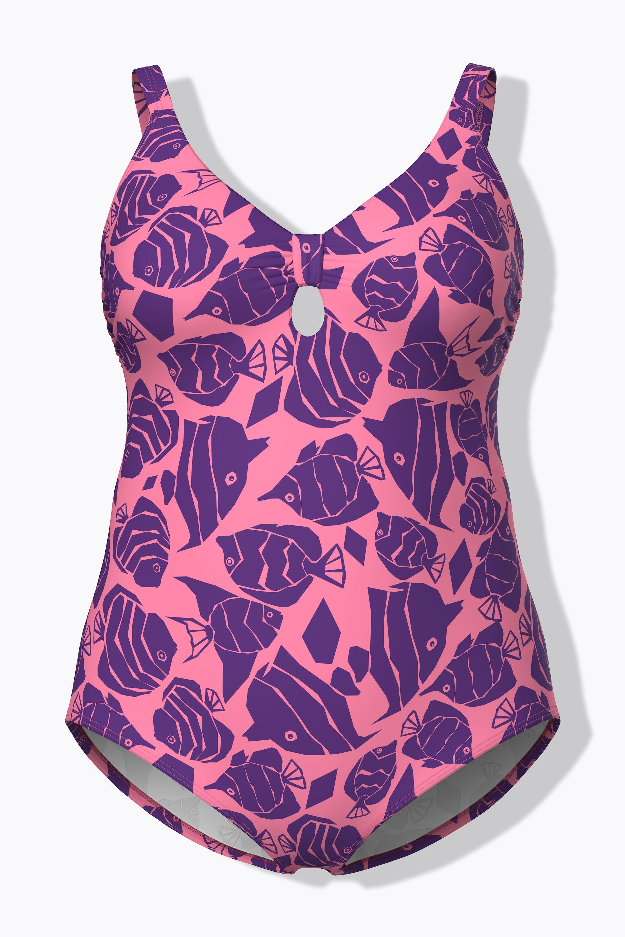 Femme Maillot de bain avec bonnets souples motif poissons matière recyclée 7/7