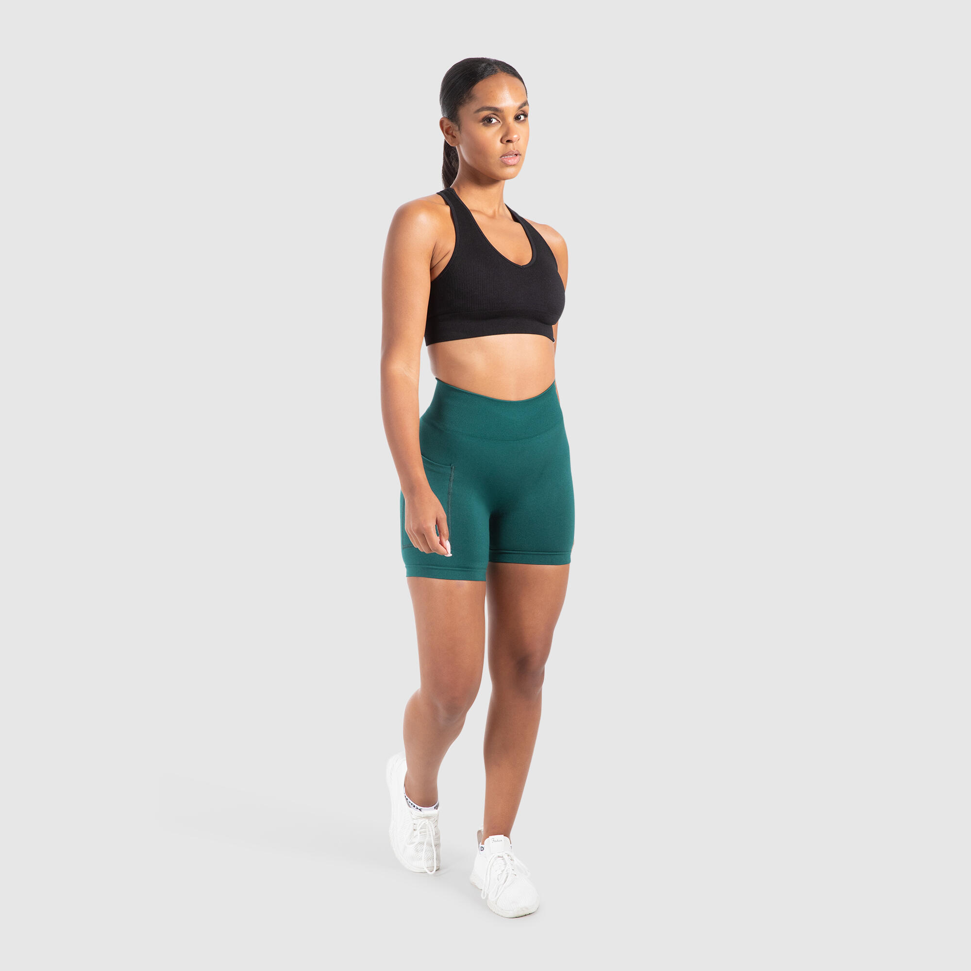 Damen Short Leggings Temmy Dunkelgrün 3/5