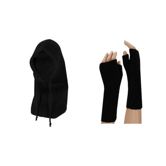 Cagoule et mitaines noires tendance pour femme