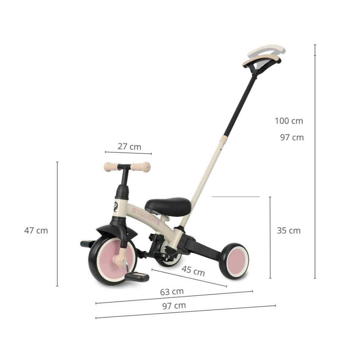 Tricycle Qplay Stager 3-en-1 Rose 2/7
