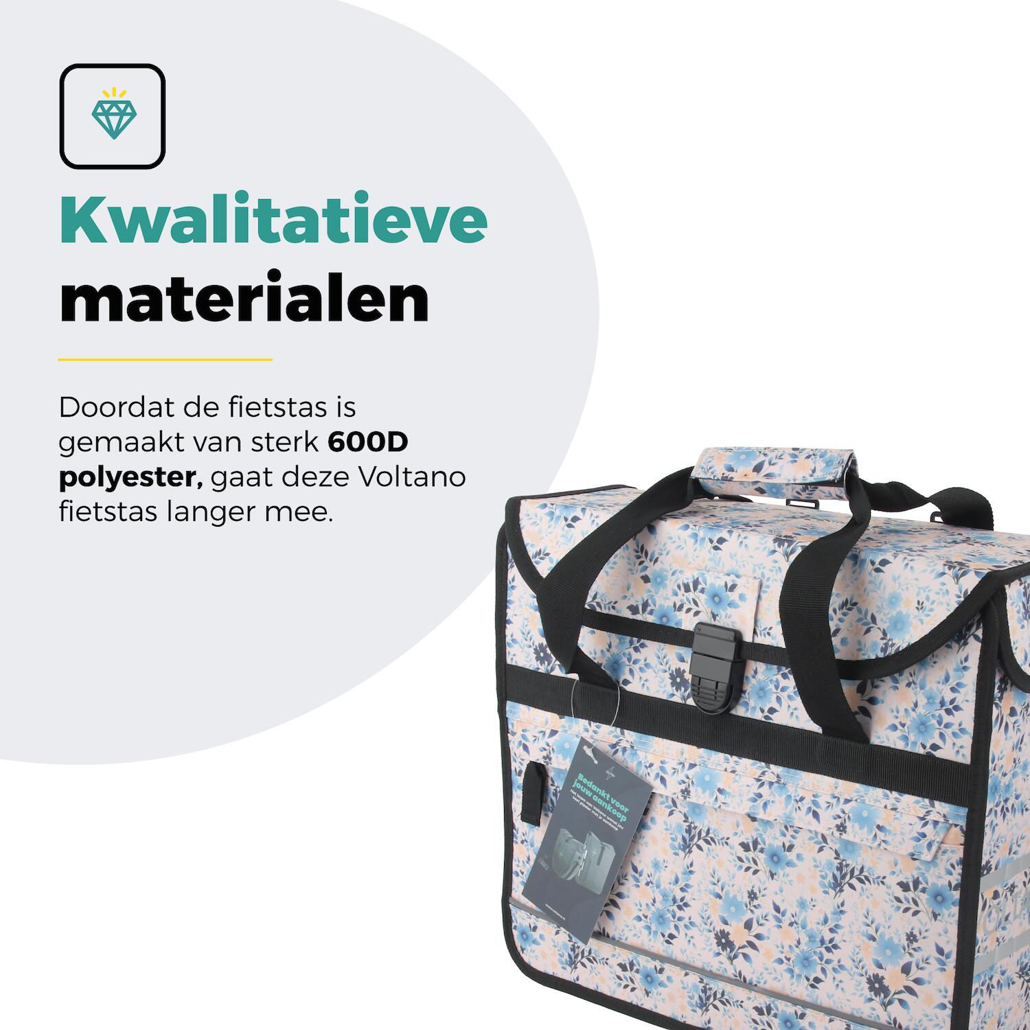 Voltano Voorgevormde Enkele Fietstas / Pakaftas - Light Flowers- 17L 2/7
