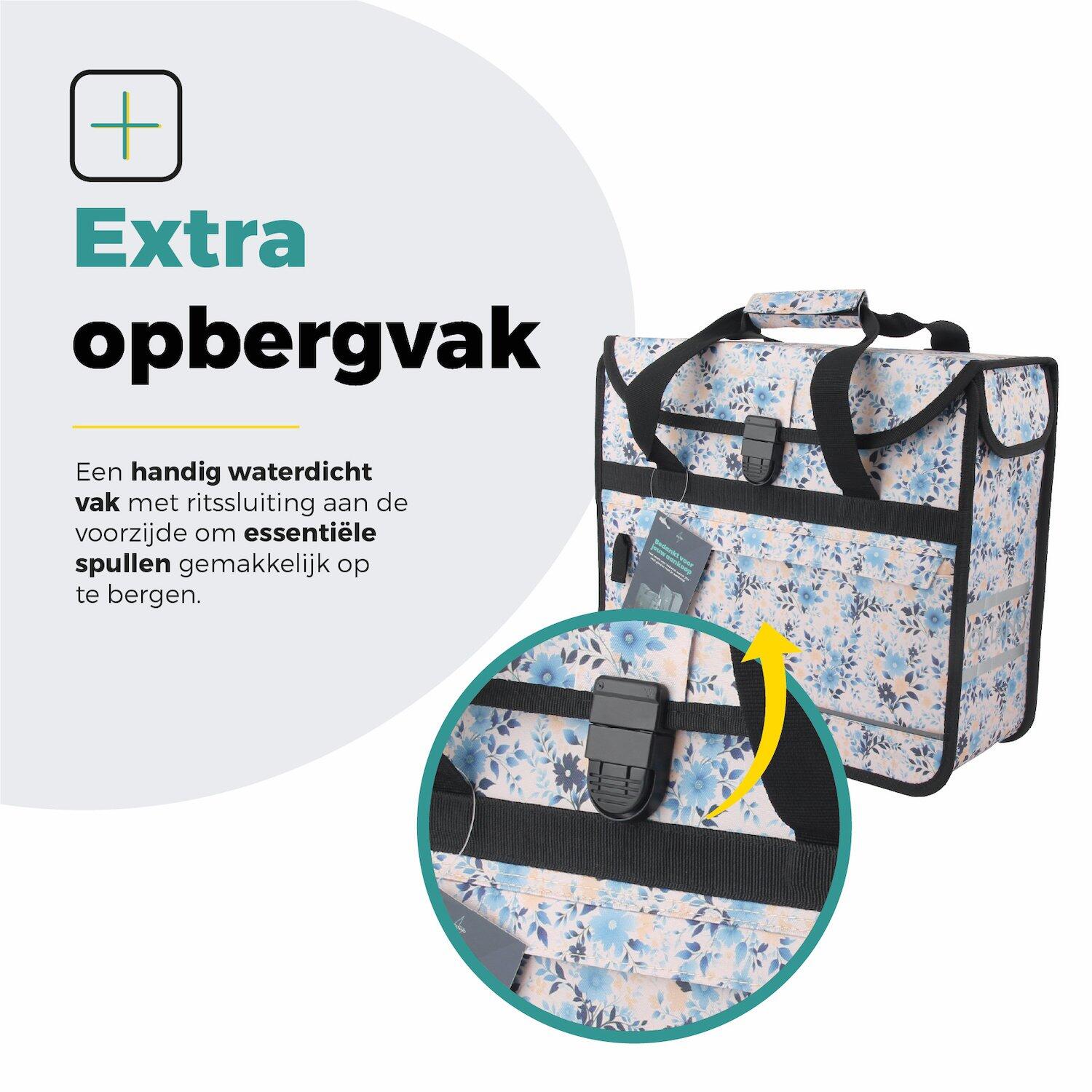 Voltano Voorgevormde Enkele Fietstas / Pakaftas - Light Flowers- 17L 6/7