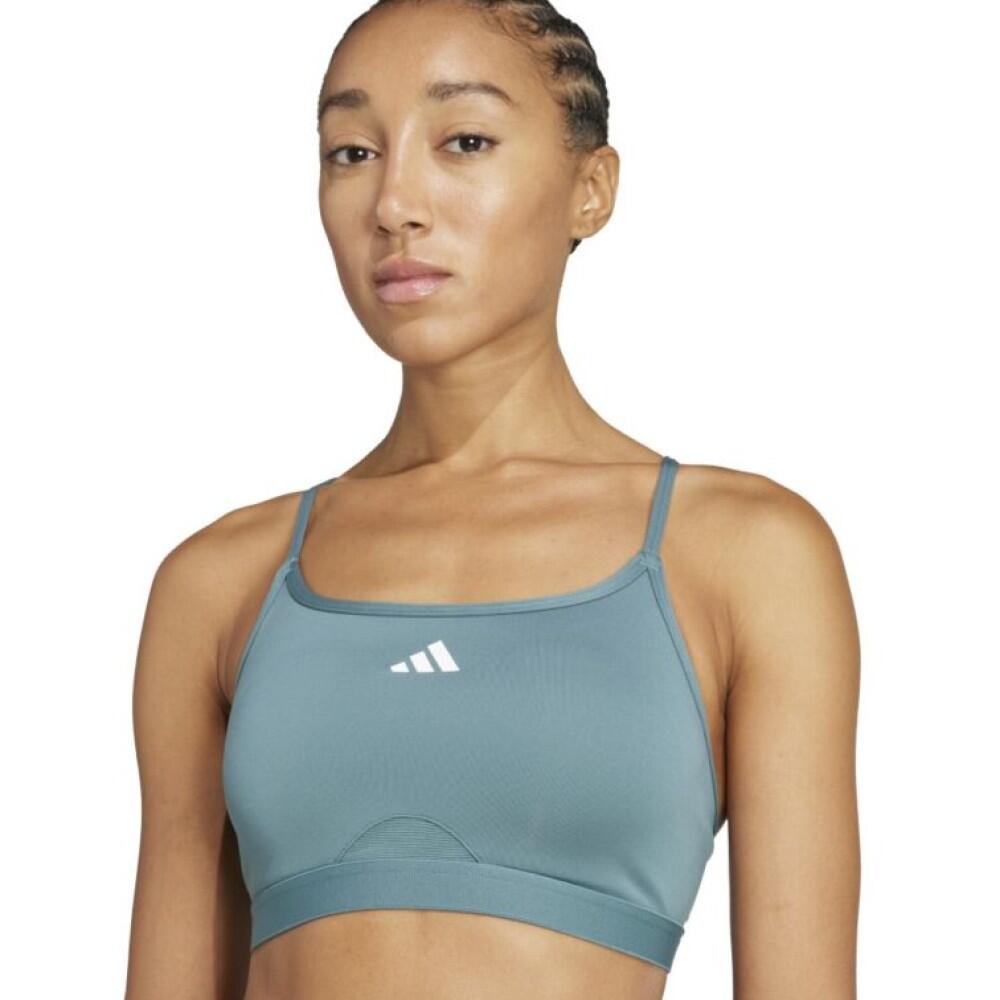 Sujetador deportivo de Running Mujer Adidas Aeroreact 3Stripes Bra JW5129 Verde 2/4