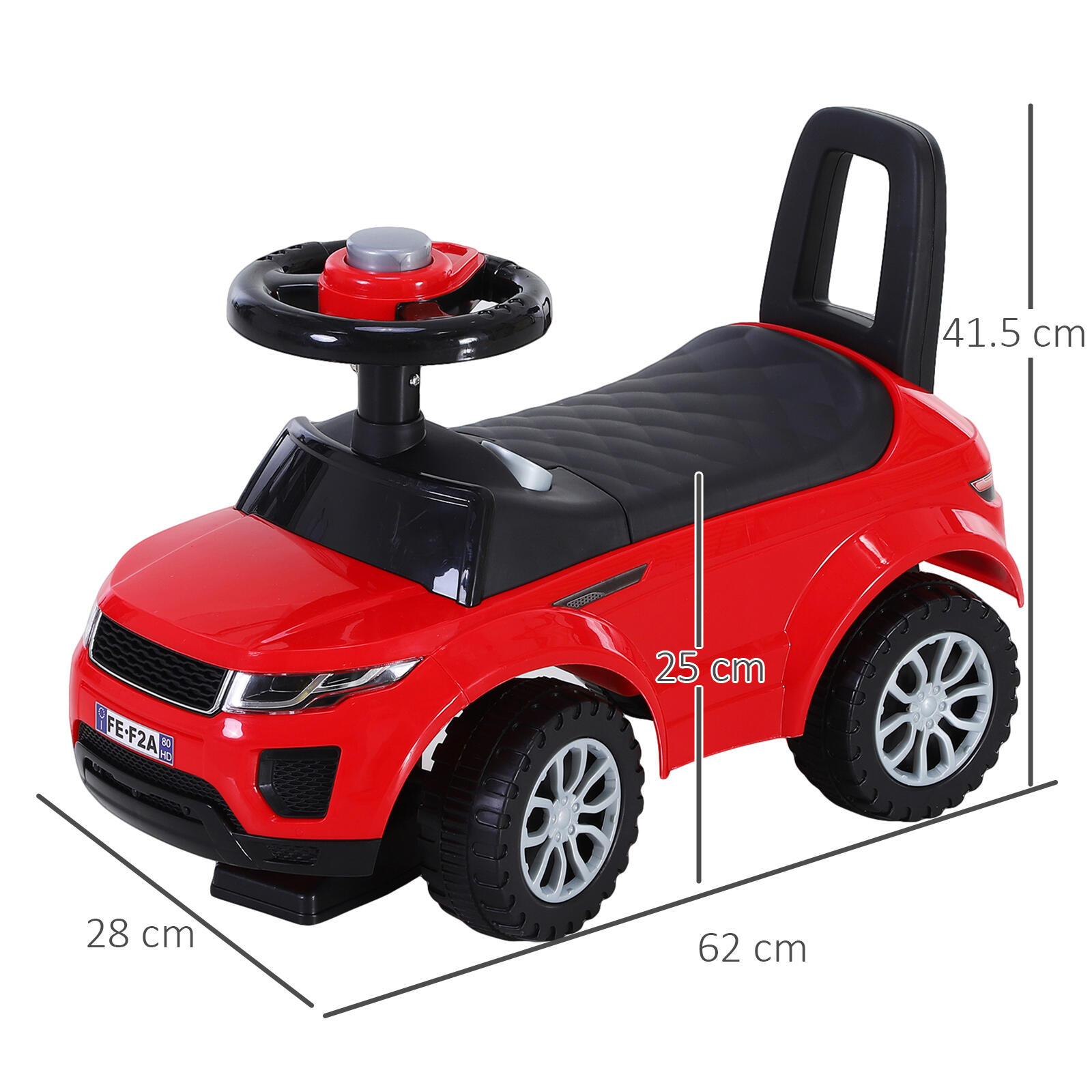 HOMCOM Macchina Cavalcabile Giocattolo per Bambini 12-36 Mesi Rossa 3/7